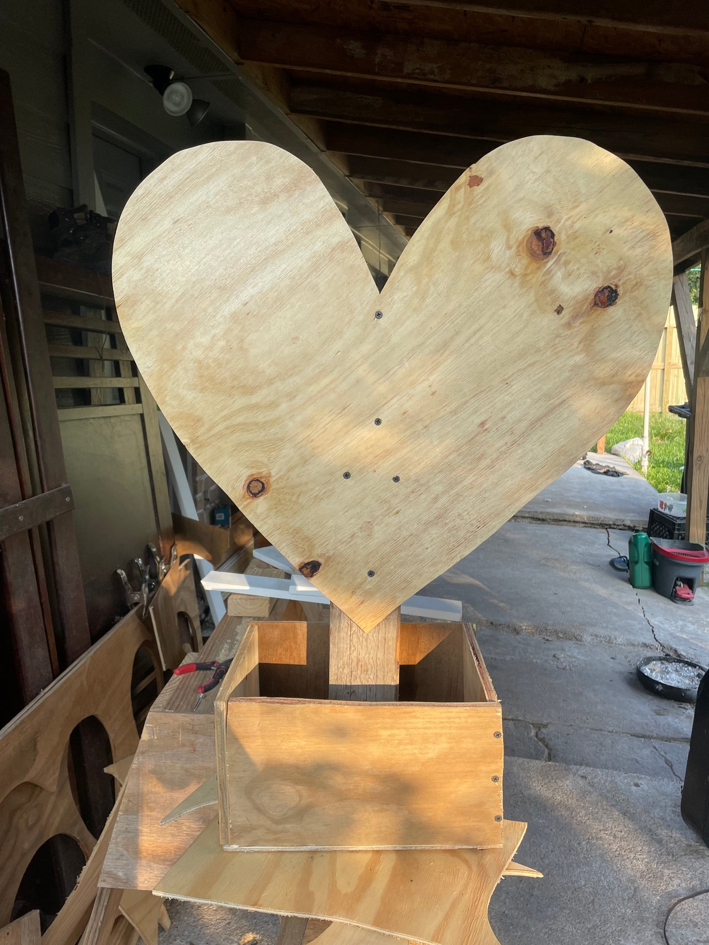 Extra large wooden heart with base
